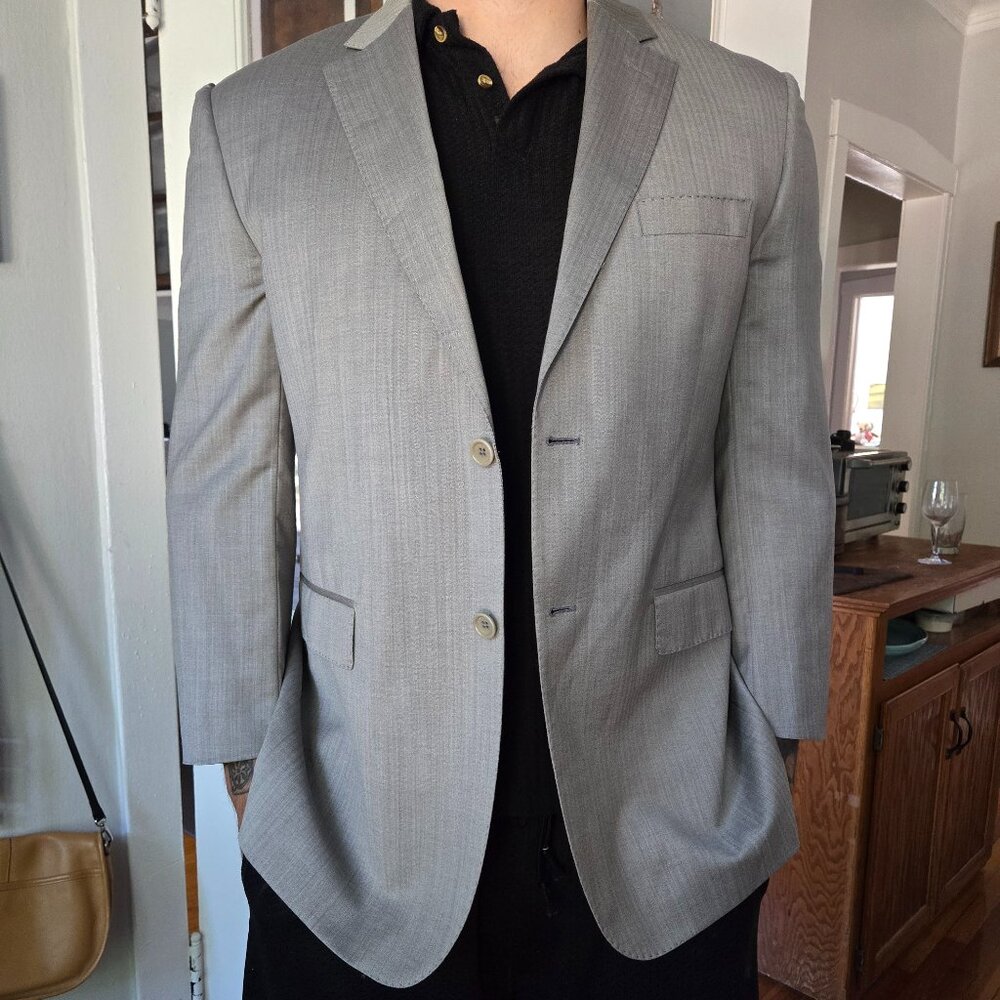 Ermenegildo Zegna Light Grey Silk Suit Jacket Size 44R